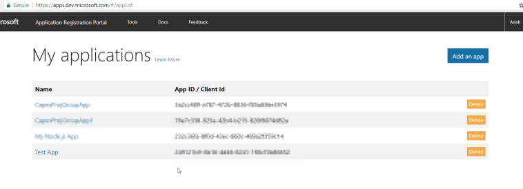 GraphAppMyApplications